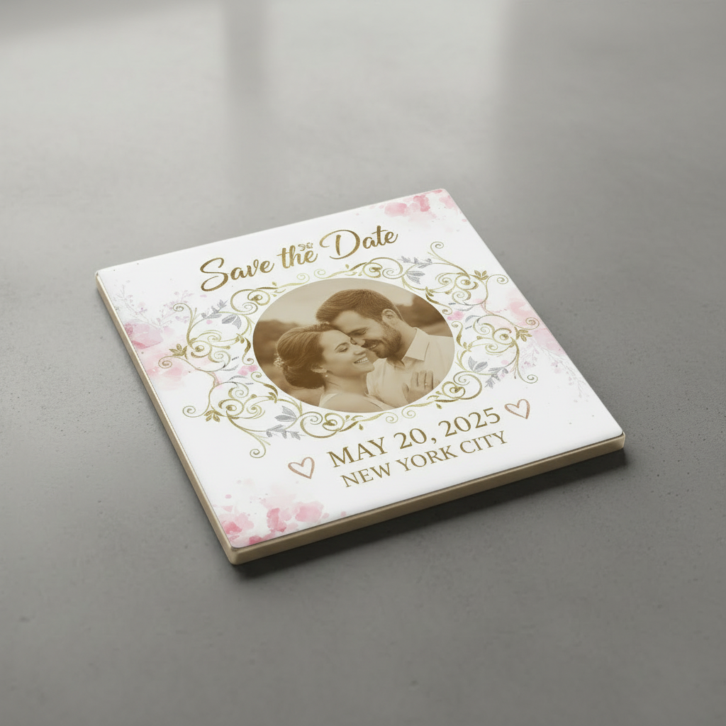 3" Square Save the Date Metal Magnet