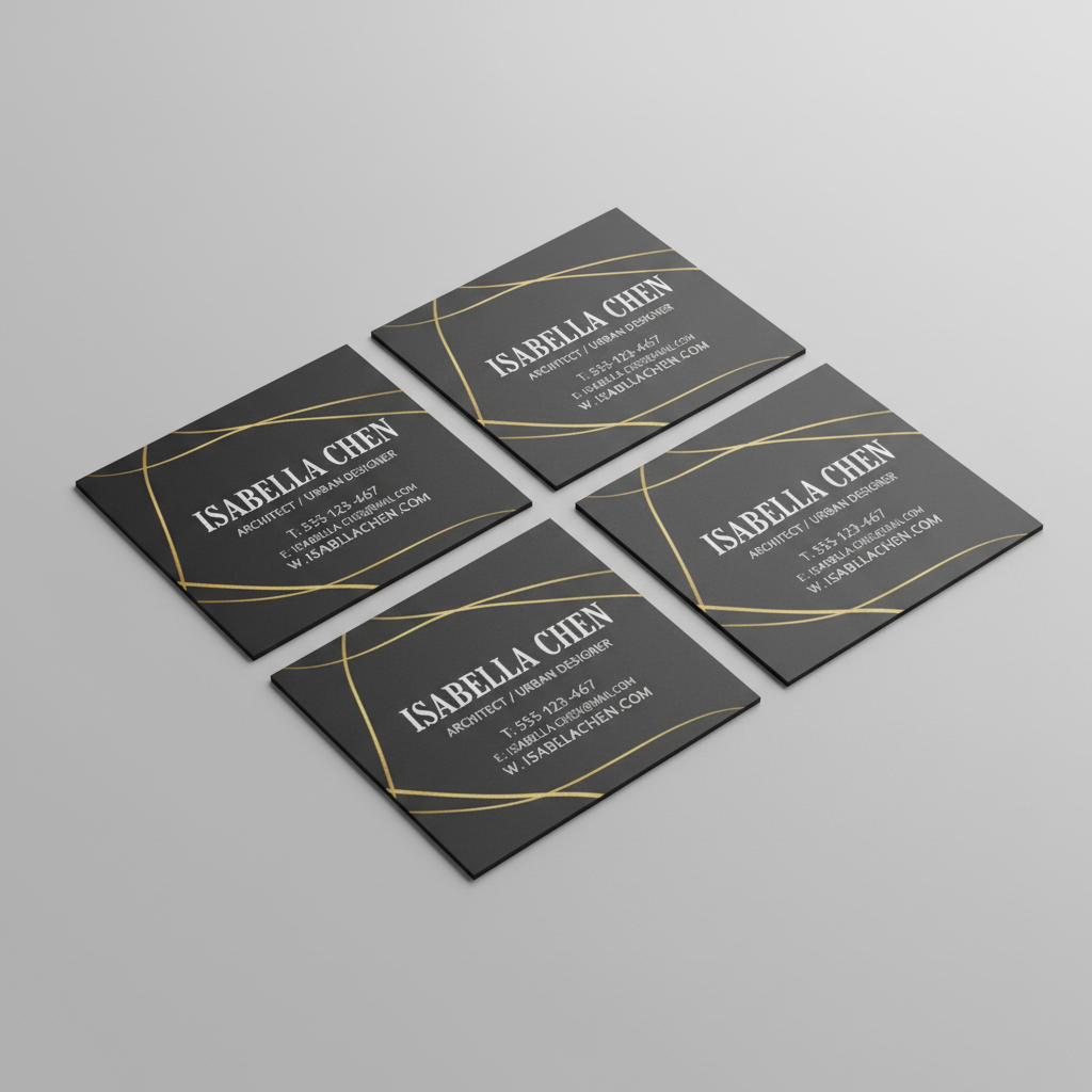 3x3 Thin Business Card Magnets - Charcoal Gold