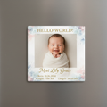 Close-up of square-edged birth announcement magnet